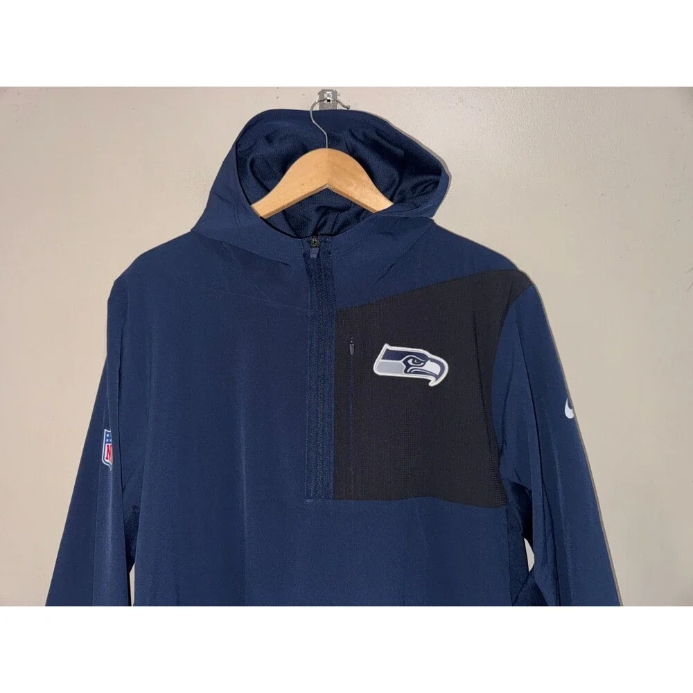 Men's XL Nike NFL Seattle Seahawks Team Issued PE Pregame 1/2 Zip Anorak Jacket